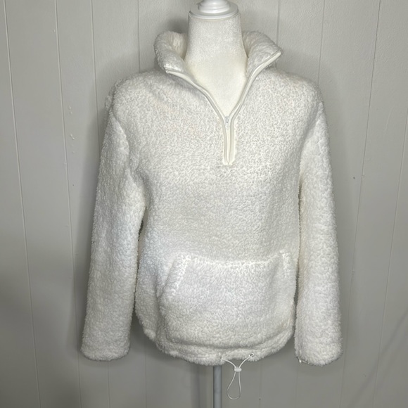 Serra Jackets & Blazers - White Sherpa quarter zip